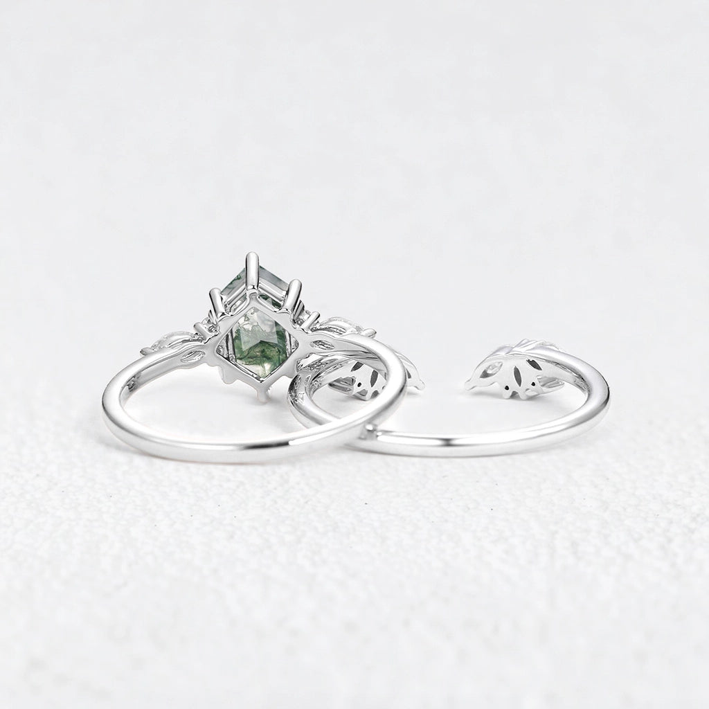 Sophia’s Serenity | Hexagon Moss Agate Bridal Set 2pcs.