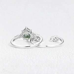 Sophia’s Serenity | Hexagon Moss Agate Bridal Set 2pcs.