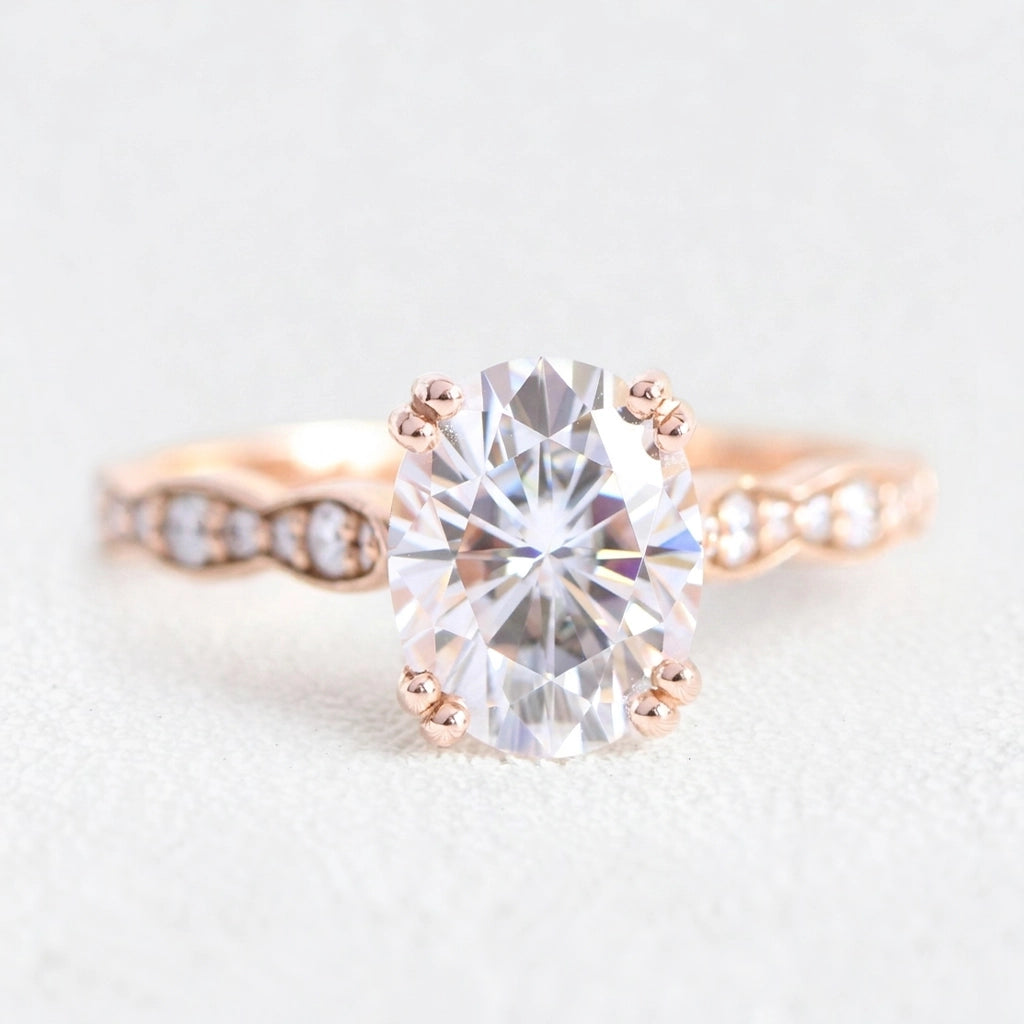 Grace’s Bliss | Vintage Oval Diamond Solitaire Bridal Set 2pcs.