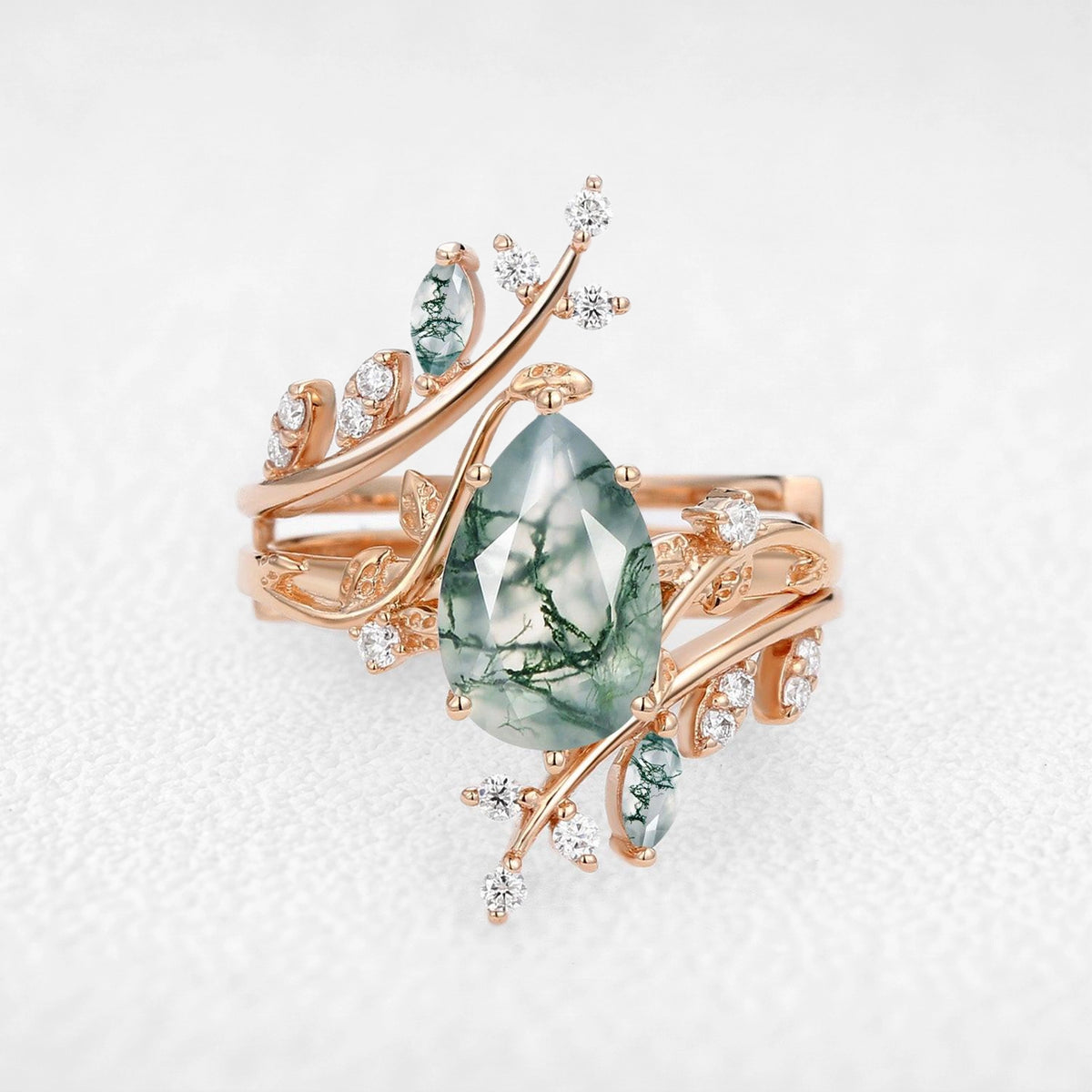 Titania’s Bower | Pear Moss Agate Trellis Foliage Enhancer Bridal Set 2pcs