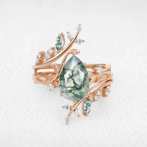 Titania’s Bower | Pear Moss Agate Trellis Foliage Enhancer Bridal Set 2pcs