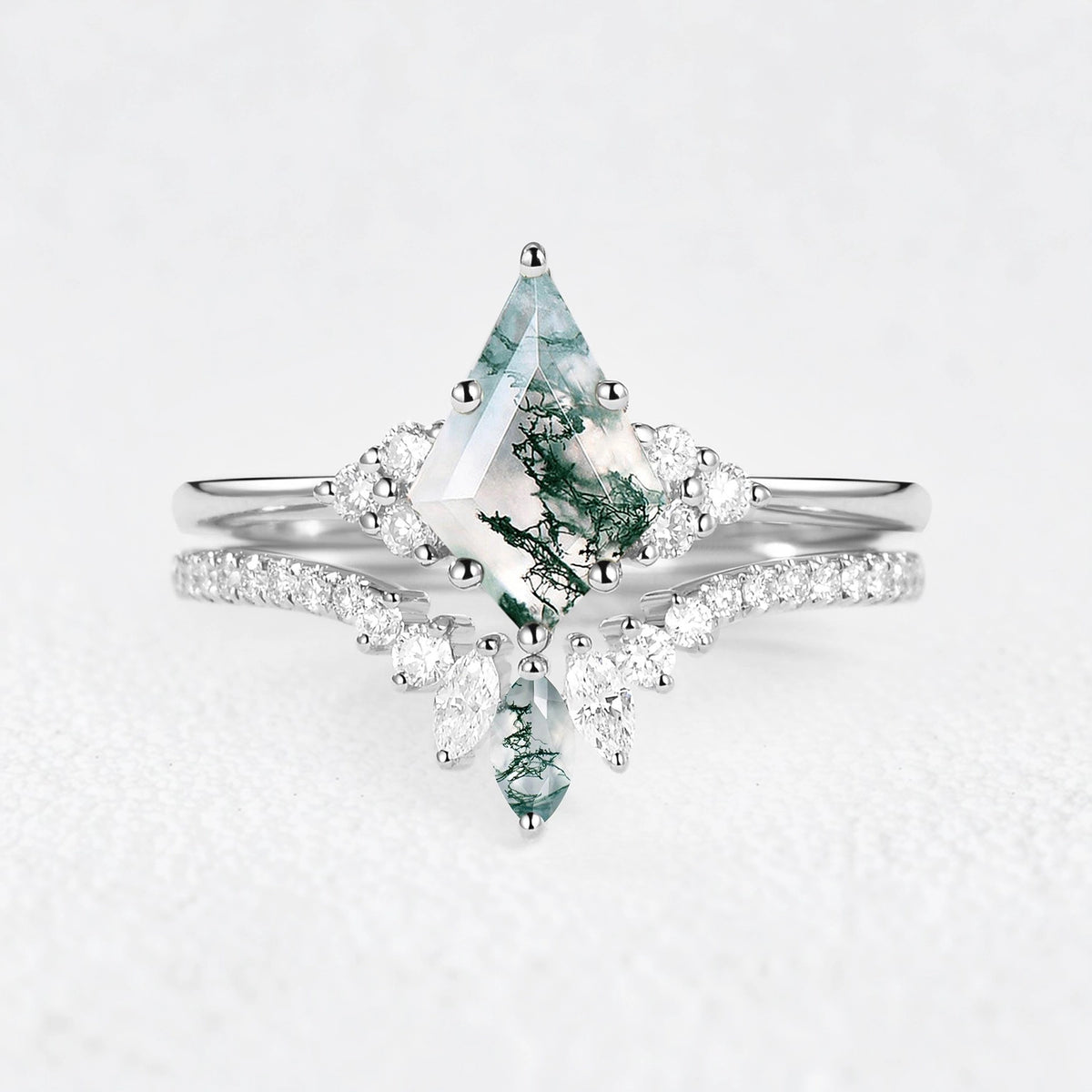 Seraphina‘s Glade | Kite Moss Agate Cluster Bridal Duo