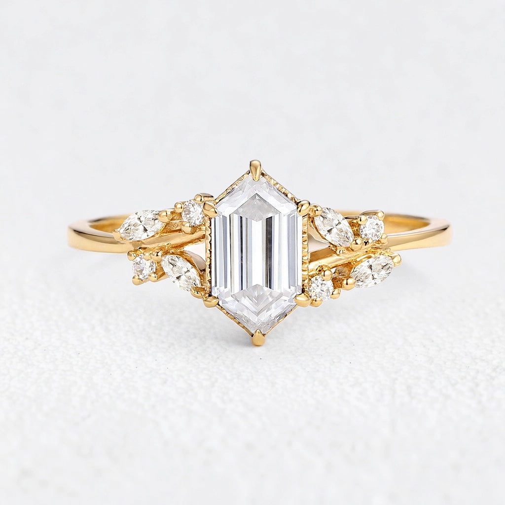 Genevieve’s Grove | Vintage Hexagon Moss Agate Engagement Ring