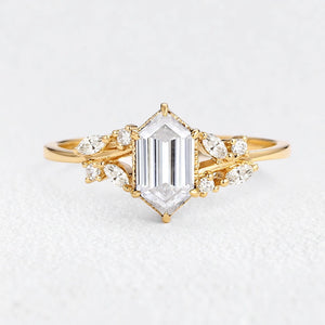 Genevieve’s Grove | Vintage Hexagon Moss Agate Engagement Ring