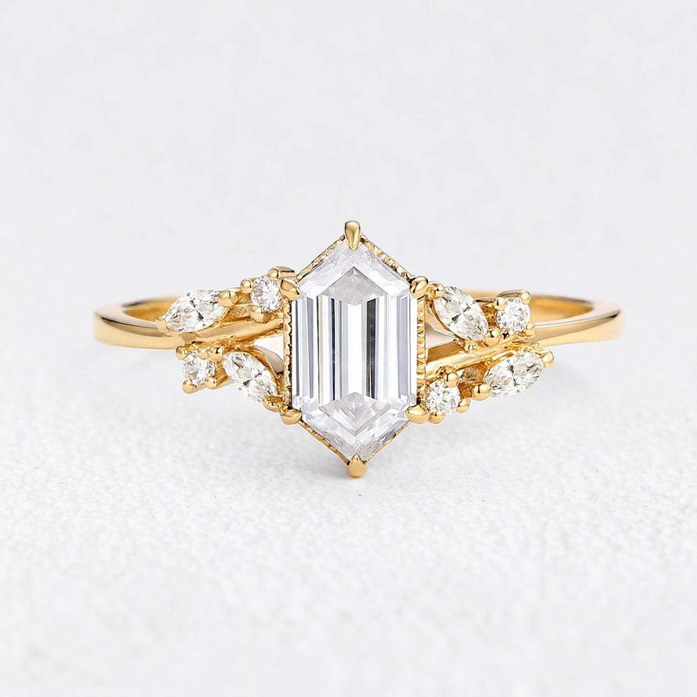 Genevieve’s Grove | Vintage Hexagon Moss Agate Engagement Ring