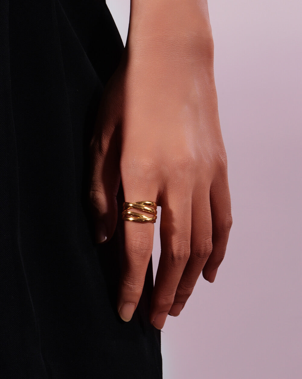 Minimalist Twist Gold Chunky Ring