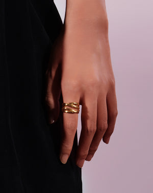 Minimalist Twist Gold Chunky Ring