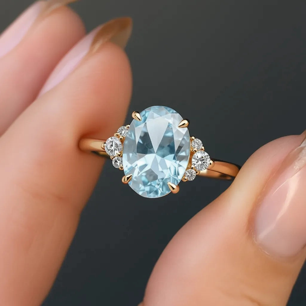 Luna‘s Deep | 2CT Oval Blue Solitaire Ring.