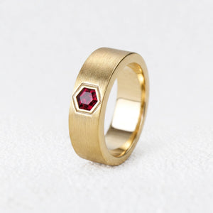Alexander‘s Aegis | Hexagon Ruby Brushed Men’s Band