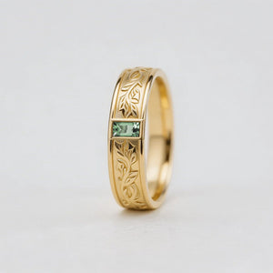 Orion’s Keystone | Baguette Green Sapphire Men’s Band