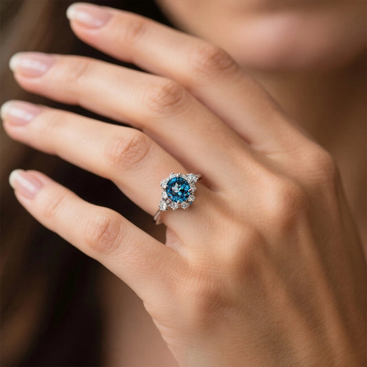 Marina‘s Cove | Brilliant Blue Halo Ring