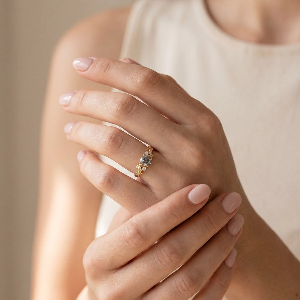Flora’s Vine | Salt and Pepper Diamond Engagement Ring.