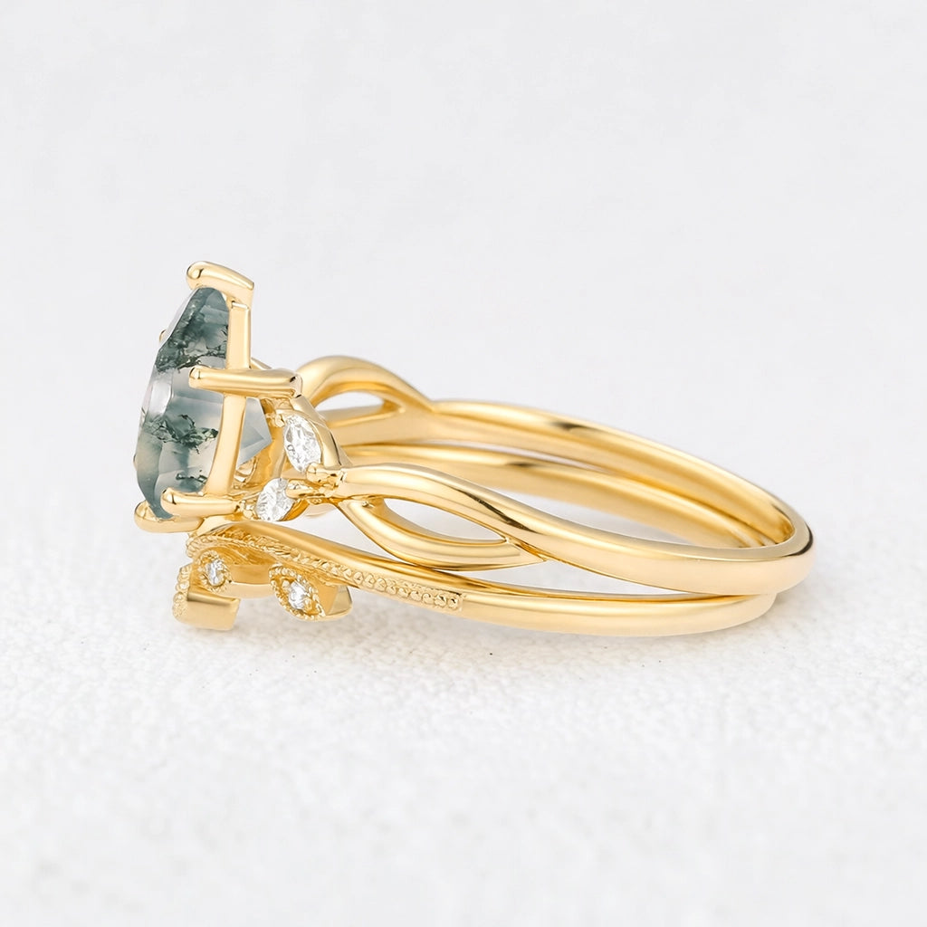 Coralie's Meadow | Pear Moss Agate Foliage Bridal Duo
