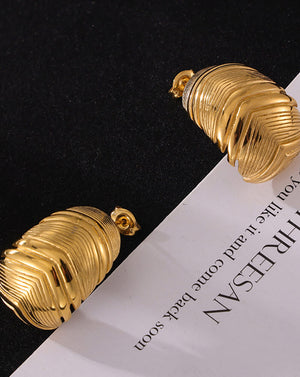 Minimalist Geometric Gold Feather Studs Earrings