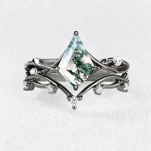 Genevieve’s Grove  | Kite Cut Moss Agate Bridal Set 2pcs