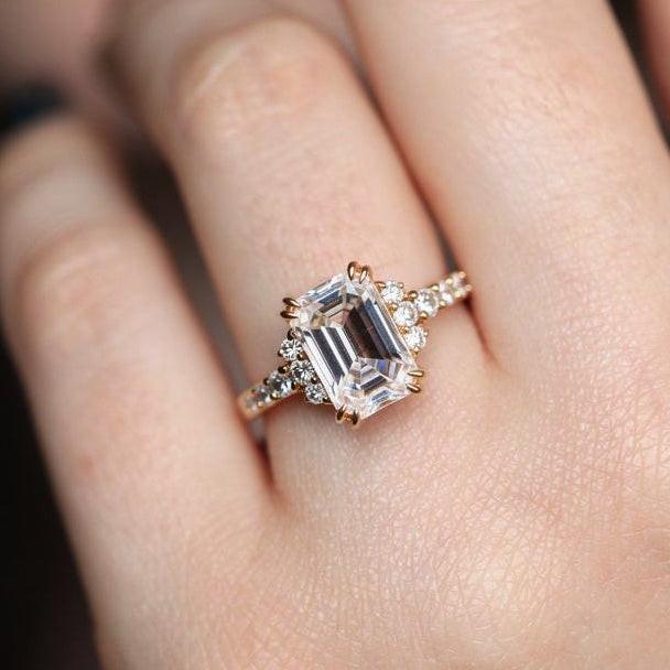 Natalia‘s Prism of Light | 3CT Emerald Cut Moissanite Ring.