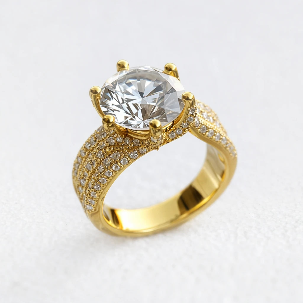 Solitaire Princess-Cut Silver Moissanite Statement Ring