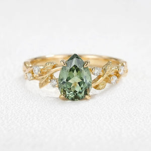 Sylvie‘s Verdure | 1.3CT Green Sapphire & Maple Leaf Couple Set