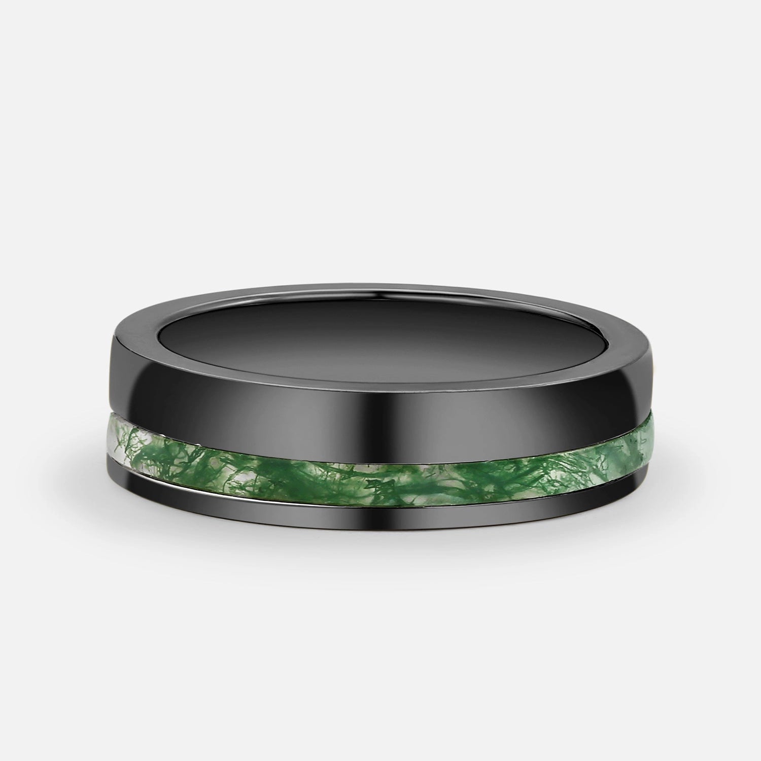 Sylvie’s Bower | Kite Cut Moss Agate Cage Leafy Couple Ring Set 3pcs.