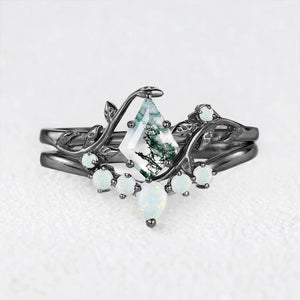 Isadora’s Verdant | Kite Cut Moss Agate & Opal Bridal Set 2pcs
