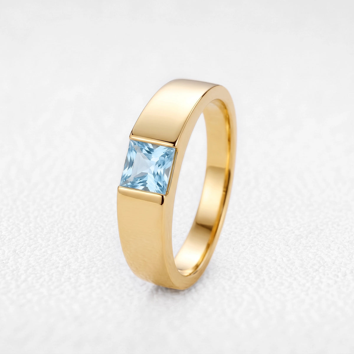 Orion’s Tide | Princess-Cut Aquamarine Men’s Band