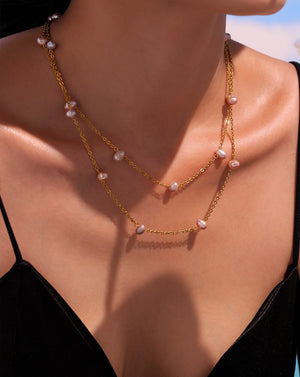 Elegant Blush Pink Freshwater Pearl Collar Necklace
