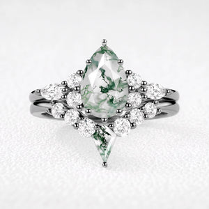 Genevieve’s Glade | Pear Moss Agate Chevron Bridal Duo