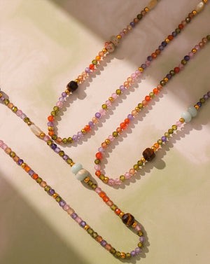 Handmade Rainbow Sparkle Stone Beads Necklace