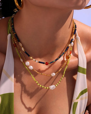 Handmade Garden Baroque Rainbow Stone Beads Necklace