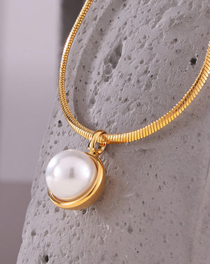Gold Serpent & Tide Moon Pendant Necklace