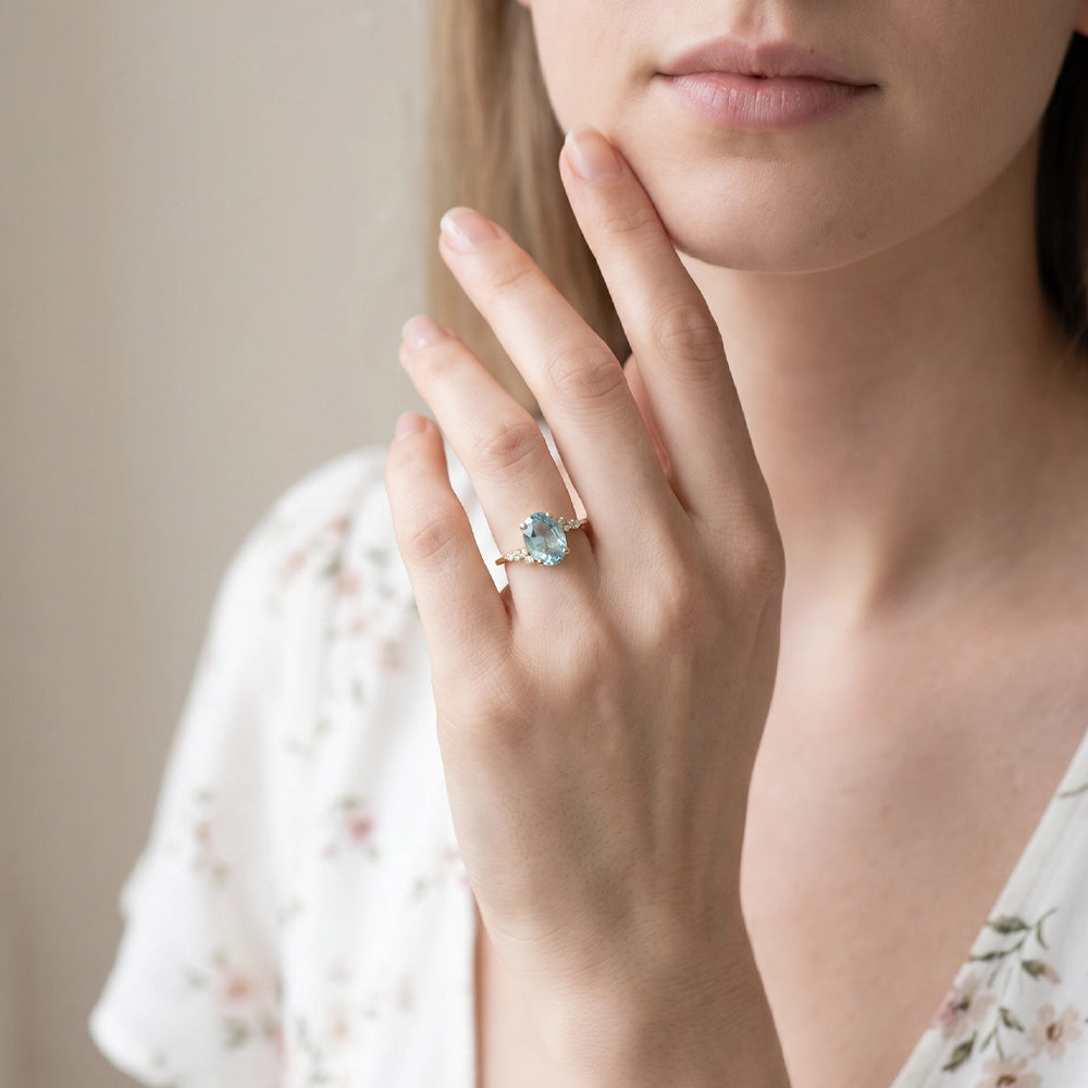 Marina’s Dew | Oval Aquamarine Engagement Ring.