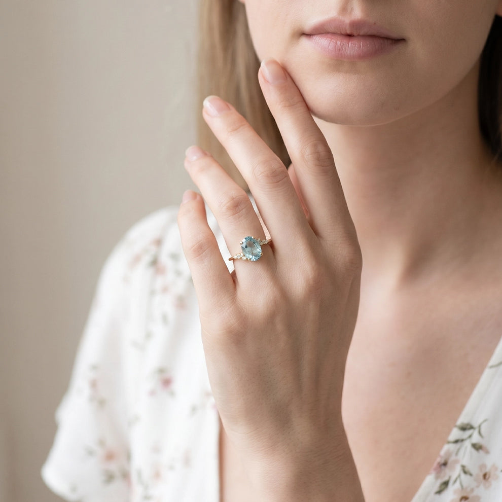 Marina’s Dew | Oval Aquamarine Engagement Ring.