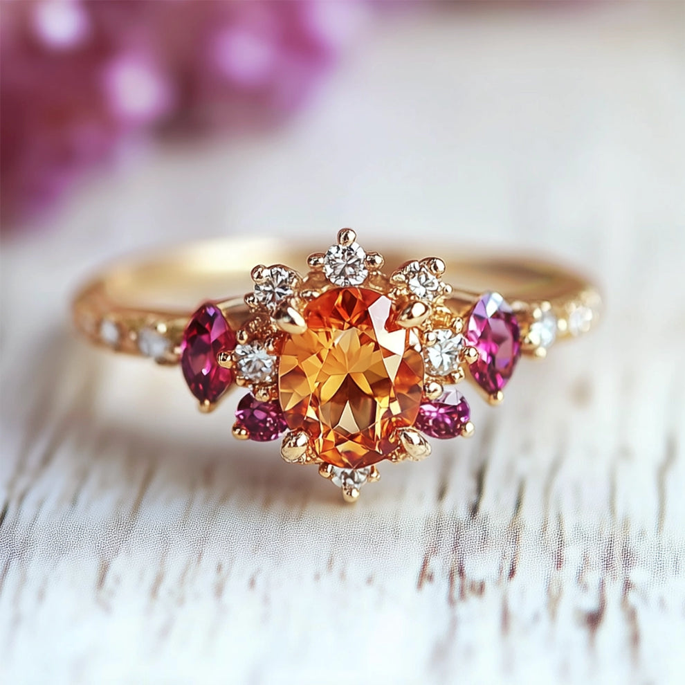 Eve’s Sunset | Spessartine Garnet Engagement Ring.