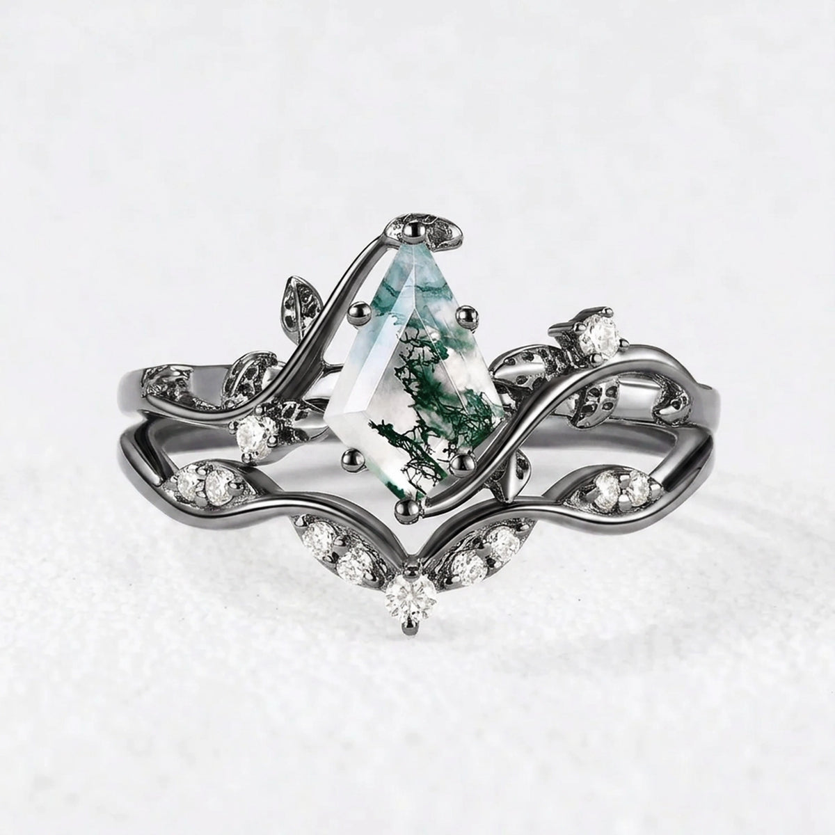 Marguerite’s Twine | Kite Moss Agate Vintage Bridal Duo