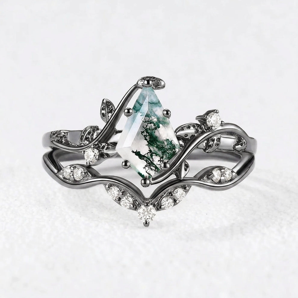 Marguerite’s Twine | Kite Moss Agate Vintage Bridal Duo