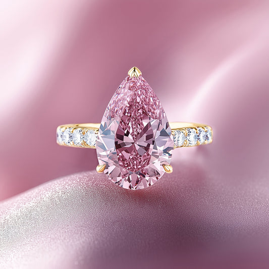 Celina 3CT Pear Cut Pink Moissanite Ring