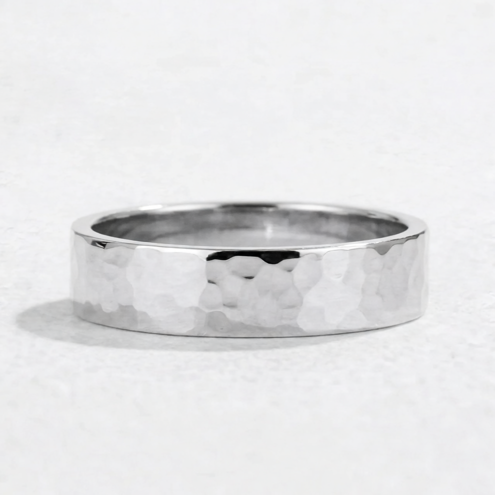 Hammered Forge | Metallic Grain Wedding Band.