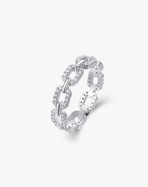 Dazzling Chain-Link Eternity Silver Moissanite Ring