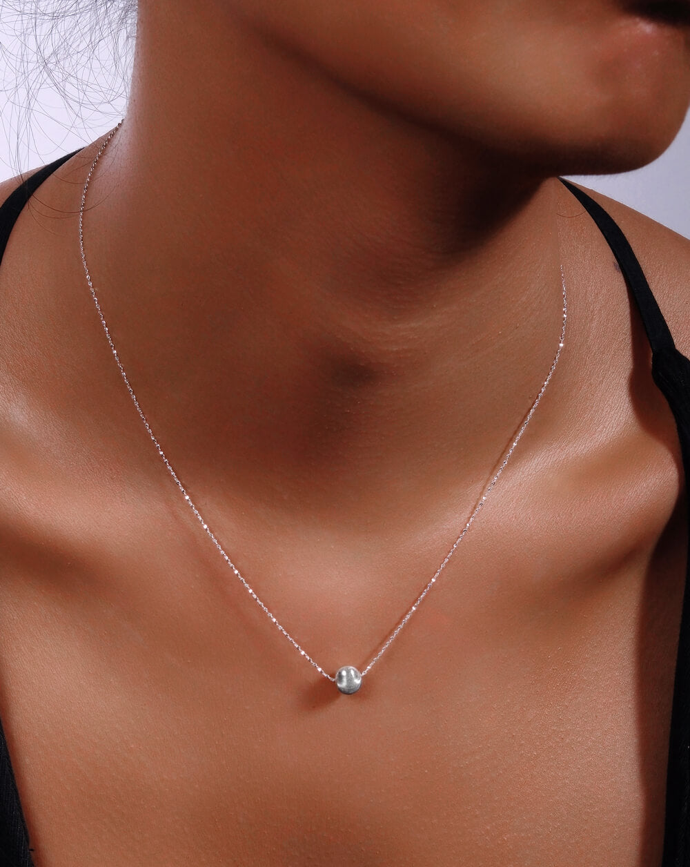 Silver Chatoyancy Ball Bead Necklace