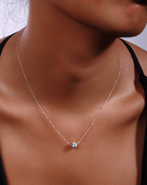 Silver Chatoyancy Ball Bead Necklace