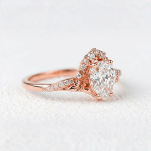Victoria’s Griffin | Vintage Diamond Halo & Leaf Bridal Set 2pcs.