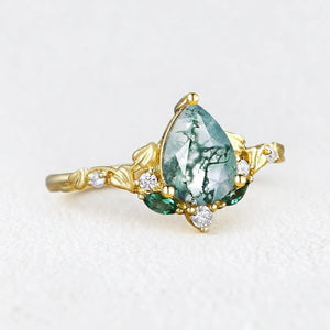 Seraphina’s Verdant | Pear Moss Agate Engagement Ring