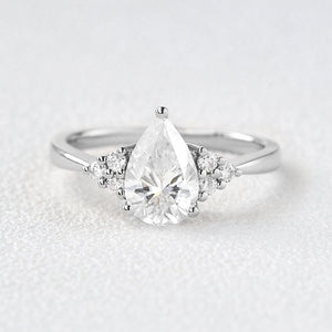 Sylvie’s Dew | Classic Pear Moss Agate Ring with Diamond Accents.