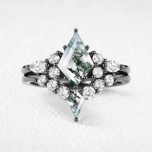 Sylvia’s Tangle | Kite Moss Agate Chevron Bridal Duo