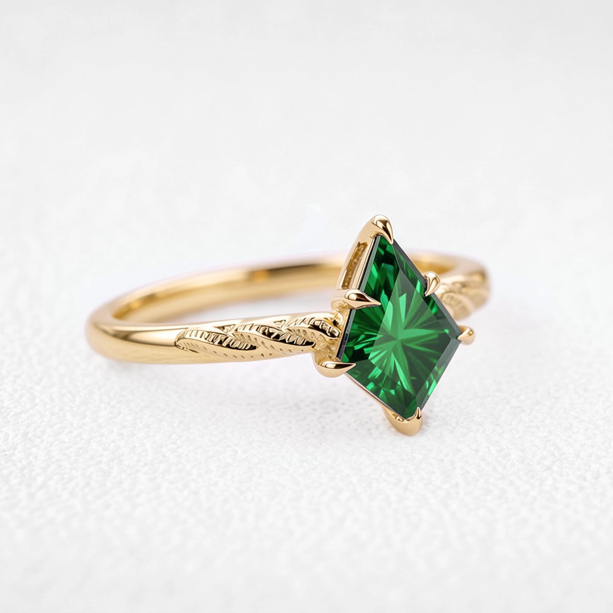 Alexandra’s Aigrette | Kite Fantasy-Cut Emerald Solitaire Engagement Ring