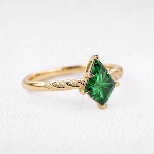 Alexandra’s Aigrette | Kite Fantasy-Cut Emerald Solitaire Engagement Ring
