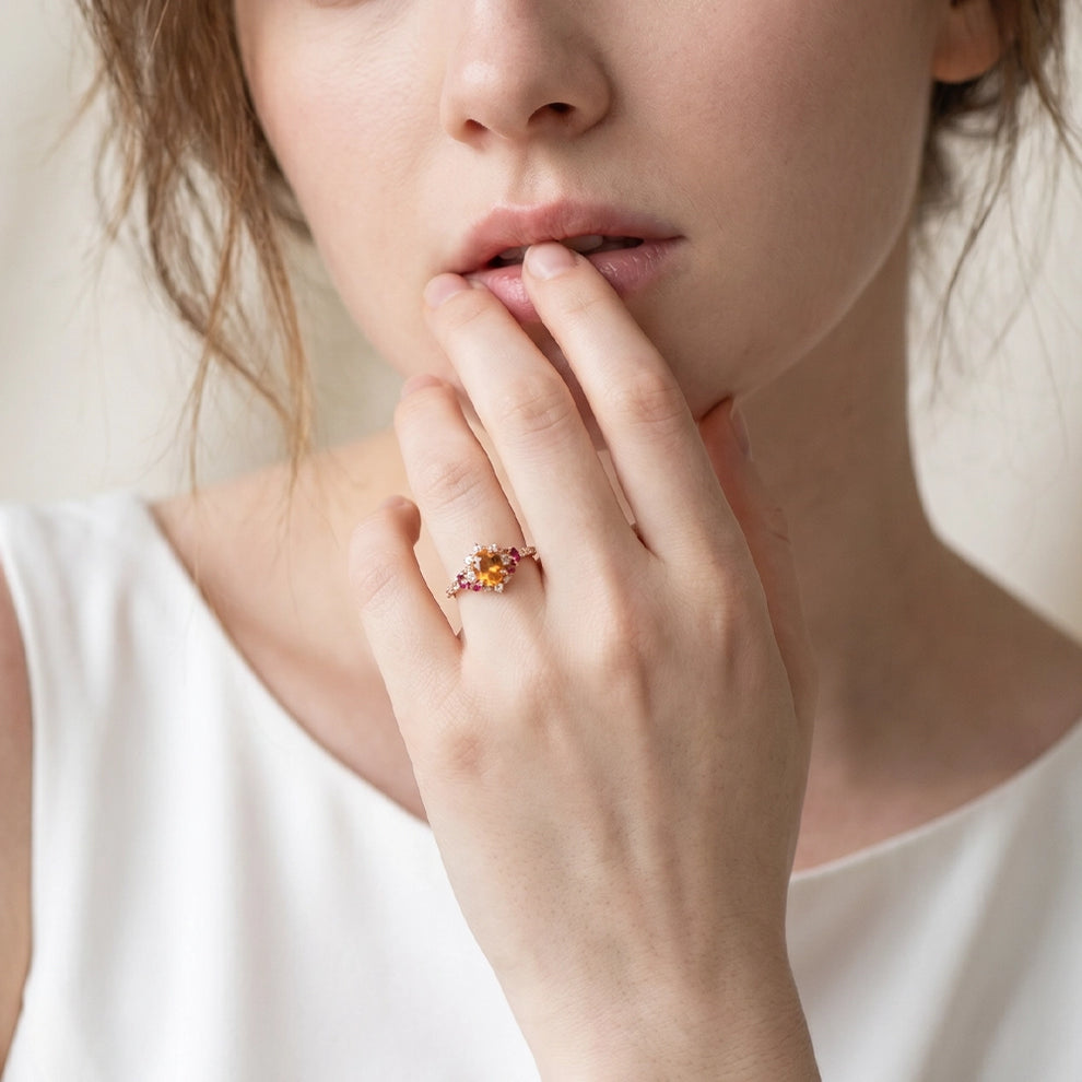 Eve’s Sunset | Spessartine Garnet Engagement Ring.