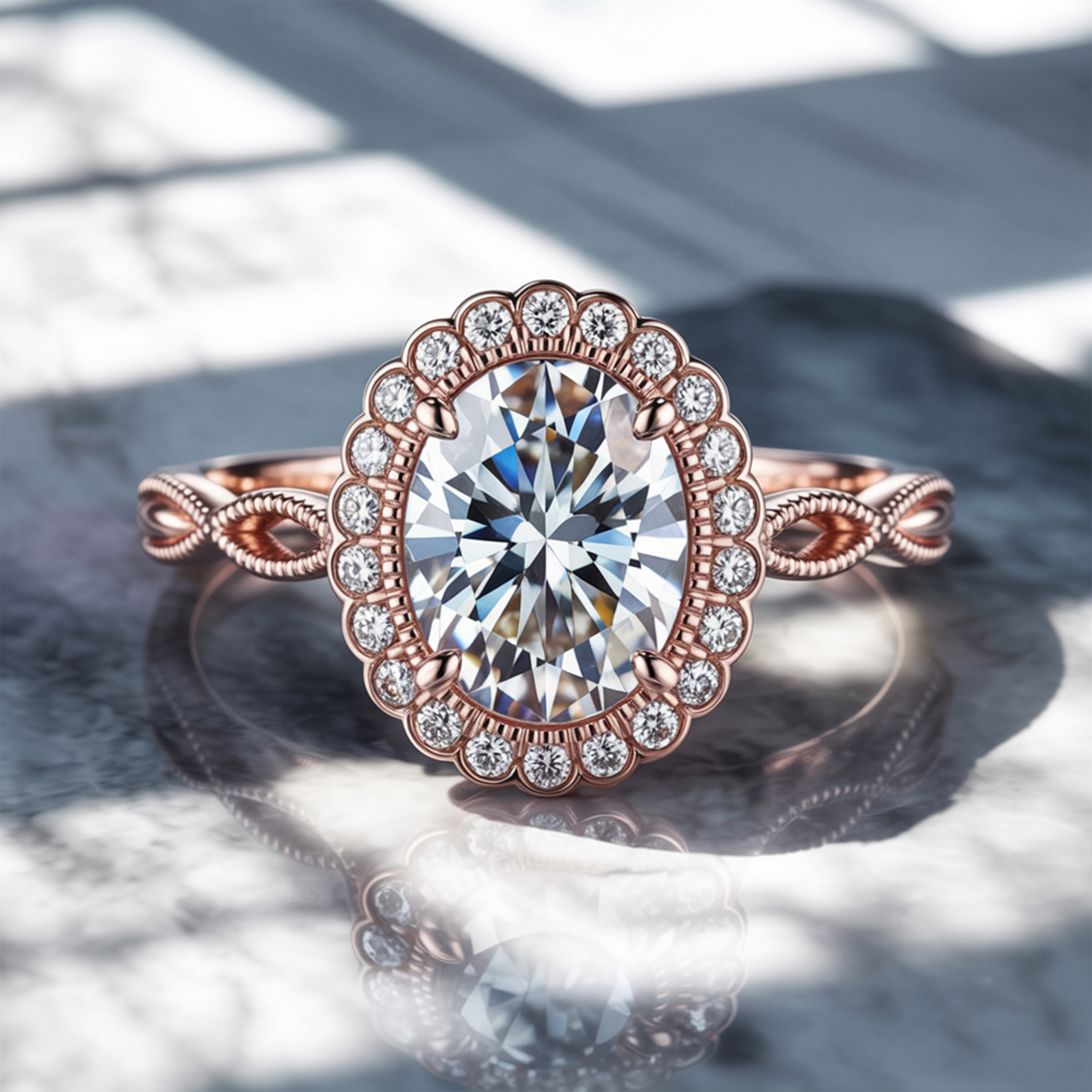 The Rosalind 3CT Oval Cut Moissanite Ring