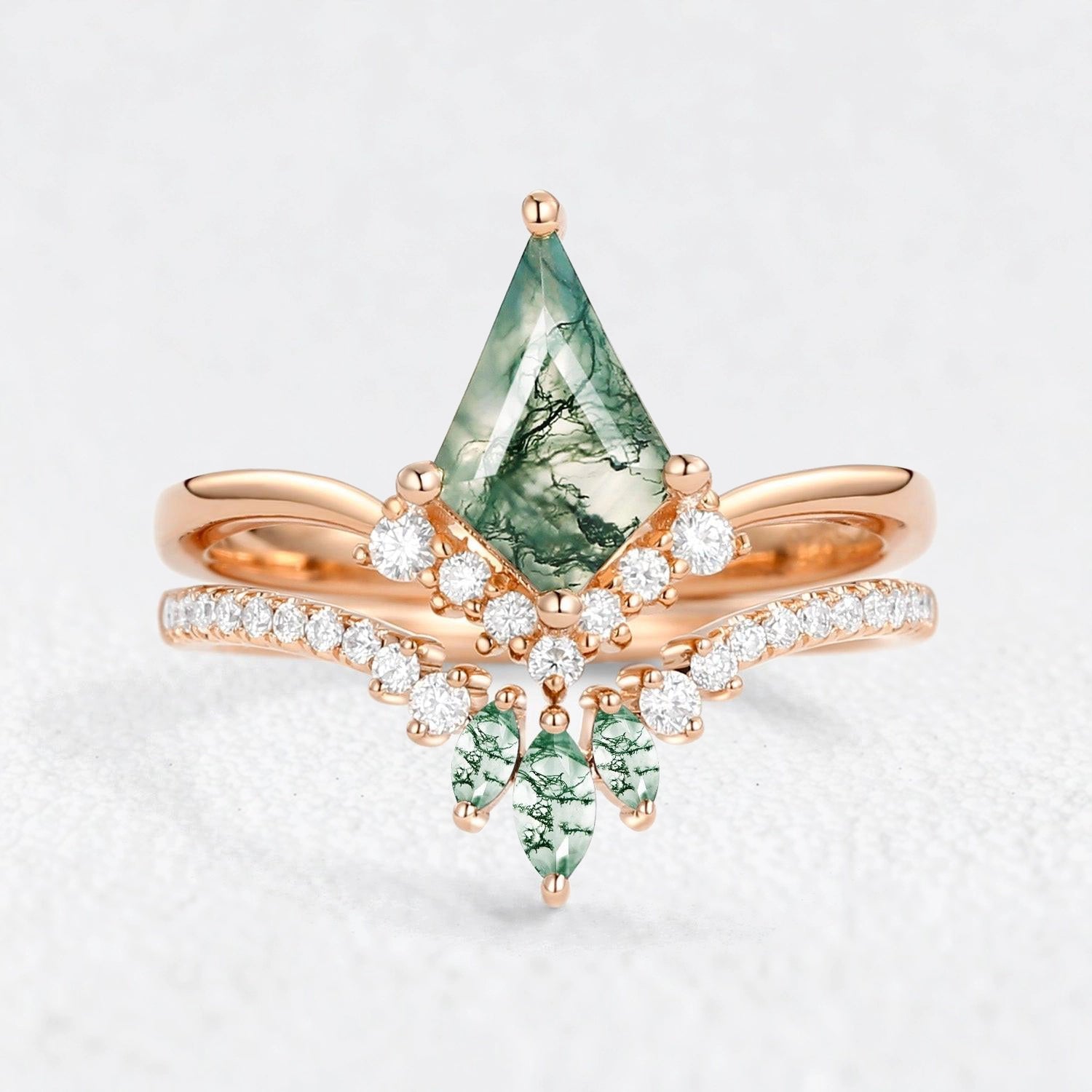 Hazel‘s Wildwood | Kite Moss Agate Chevron Bridal Duo