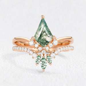 Hazel‘s Wildwood | Kite Moss Agate Chevron Bridal Duo